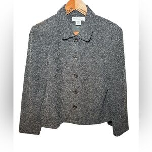 Preston & York Charcoal Premiere Tweed Blazer Jacket Wool Women's Size 14